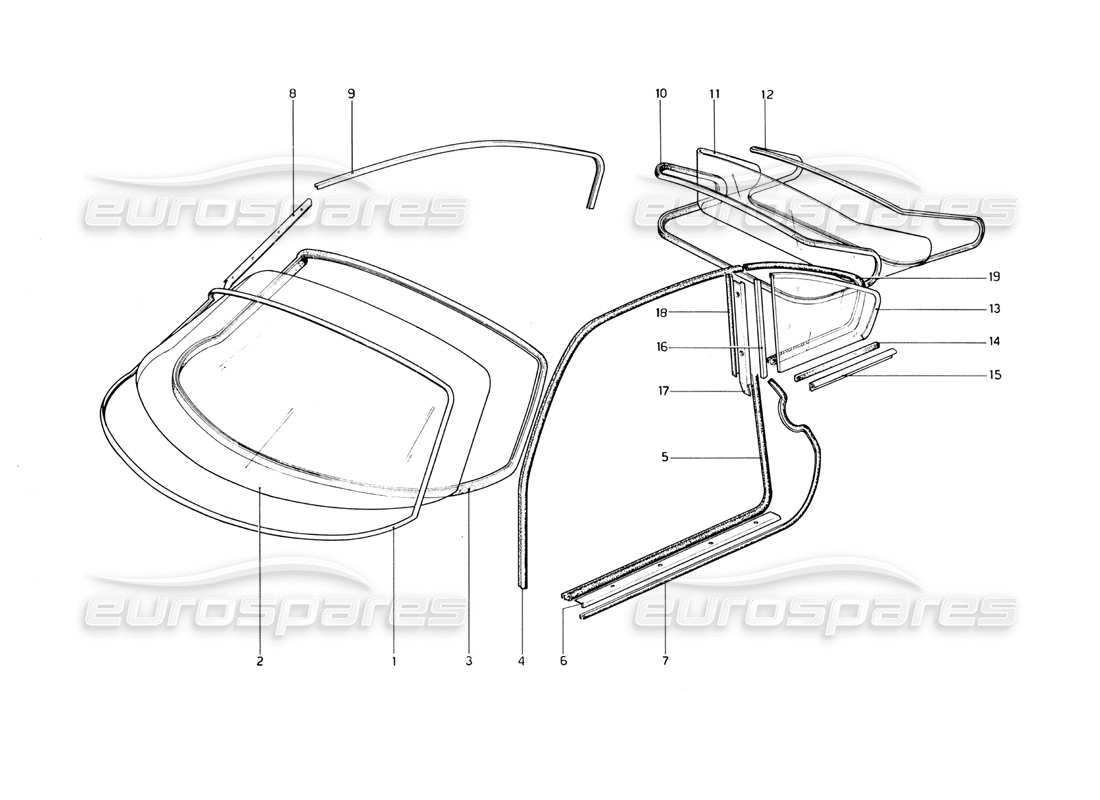 ferrari 246 dino (1975) diagrama de piezas de gafas