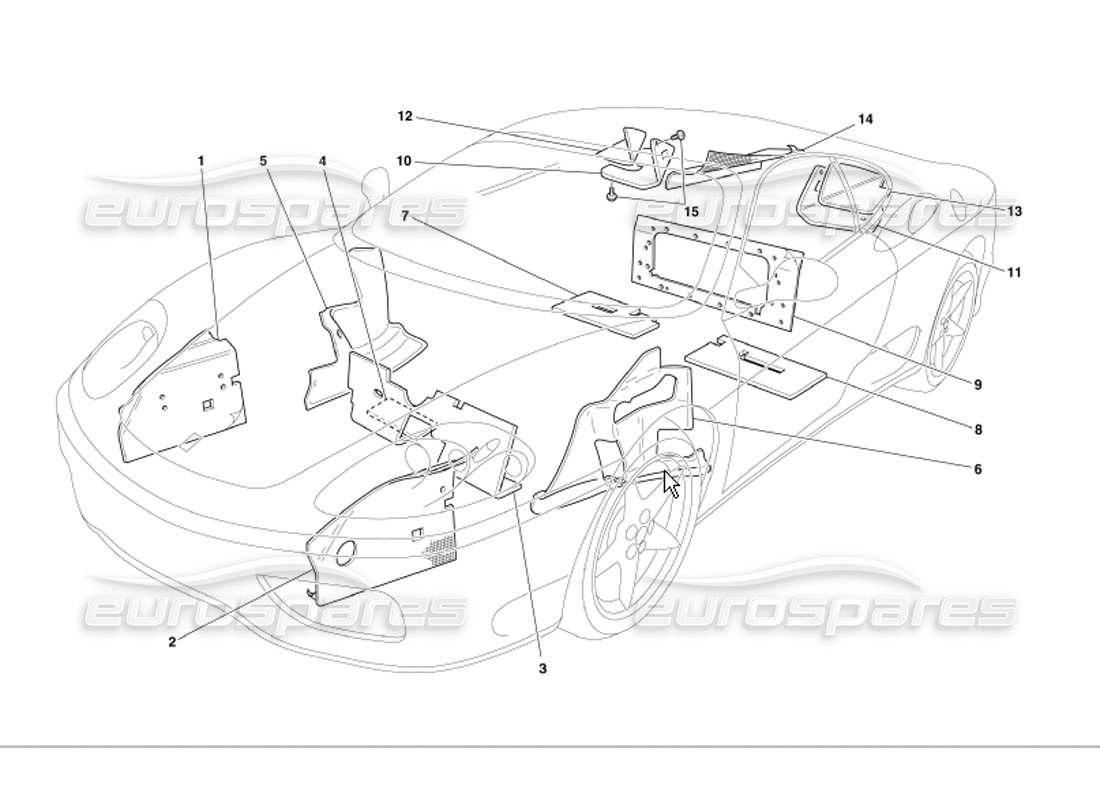 ferrari 360 modena aislamientos diagrama de piezas