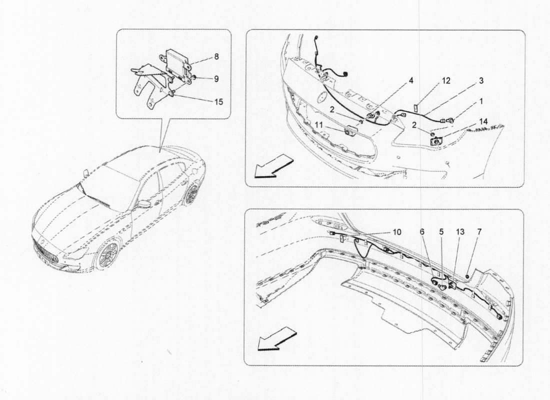 maserati qtp. v6 3.0 bt 410bhp 2015 diagrama de piezas de los sensores de estacionamiento