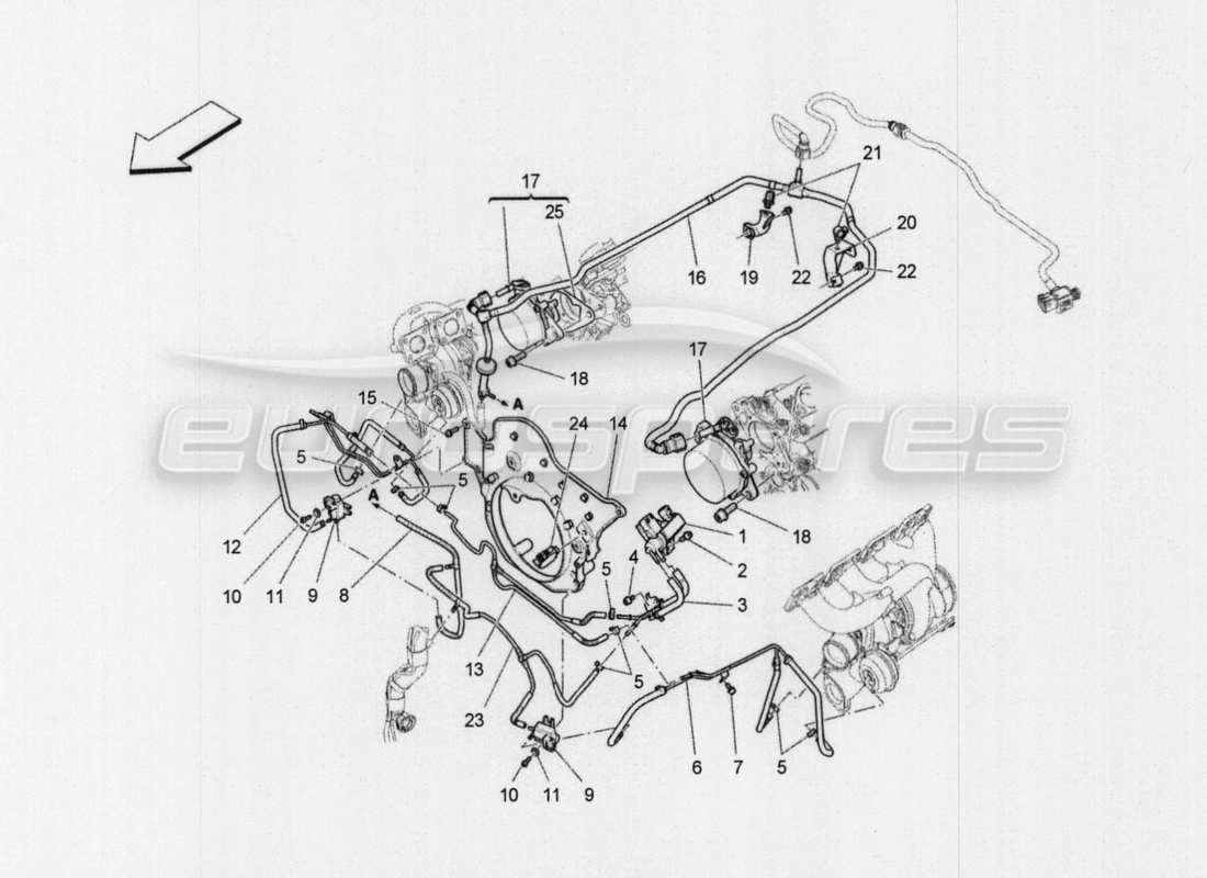 maserati qtp. v8 3.8 530bhp auto 2015 diagrama de piezas del sistema de aire adicional