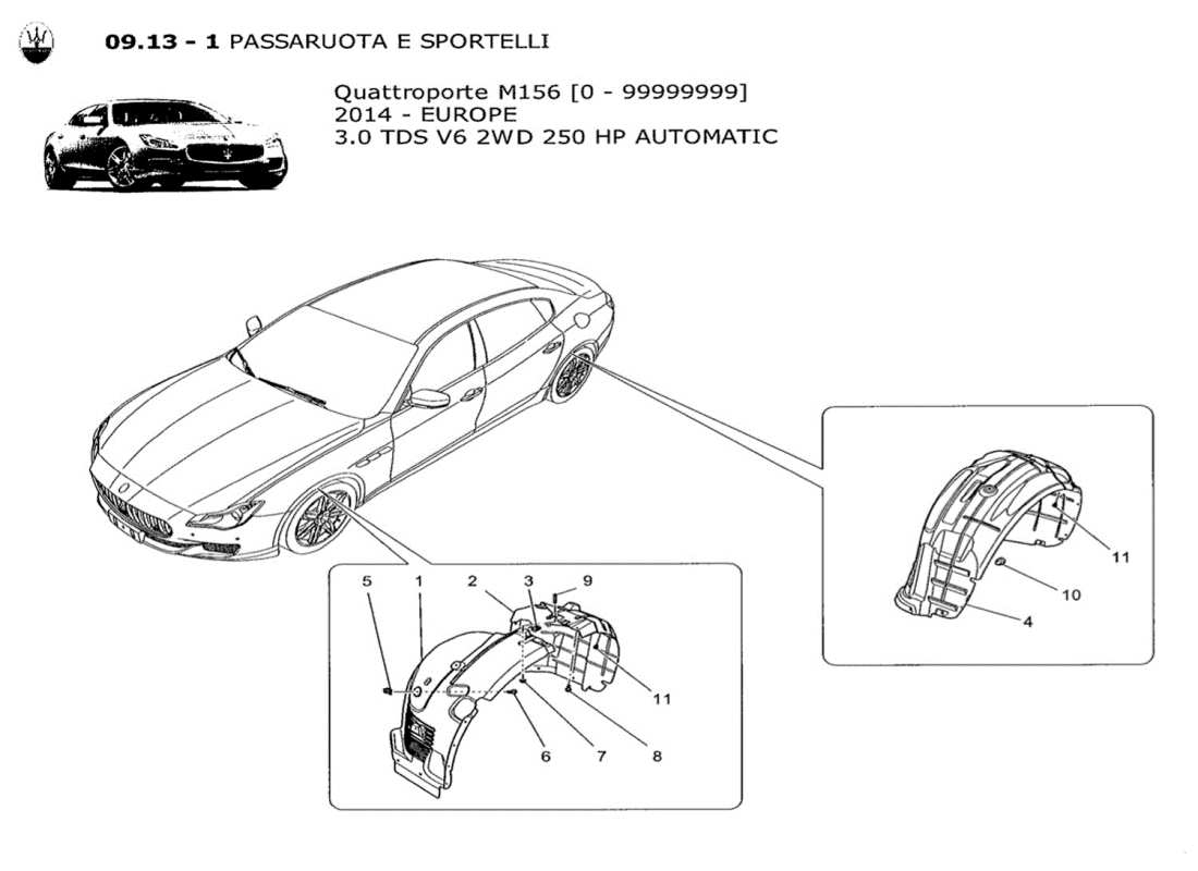 maserati qtp. v6 3.0 tds 250bhp 2014 diagrama de piezas de la timonera y las tapas