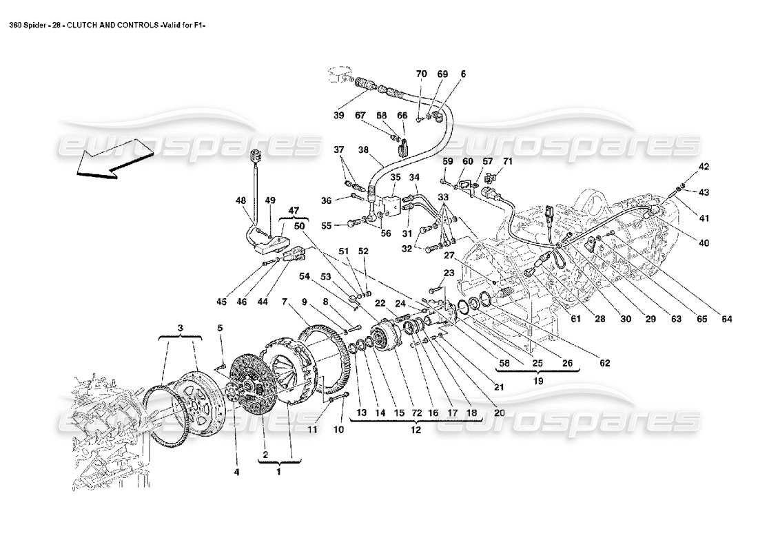 ferrari 360 spider embrague y controles diagrama de piezas