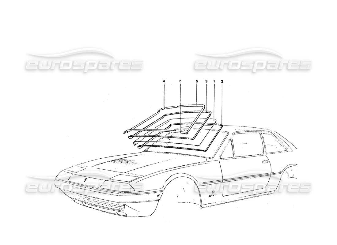 ferrari 365 gt4 2+2 coachwork diagrama de piezas de molduras y pantalla frontal