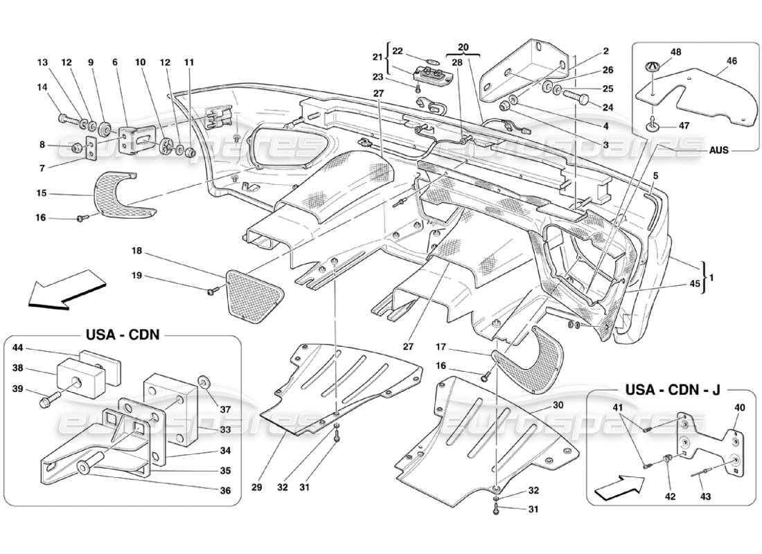 ferrari 360 challenge stradale diagrama de piezas del parachoques trasero