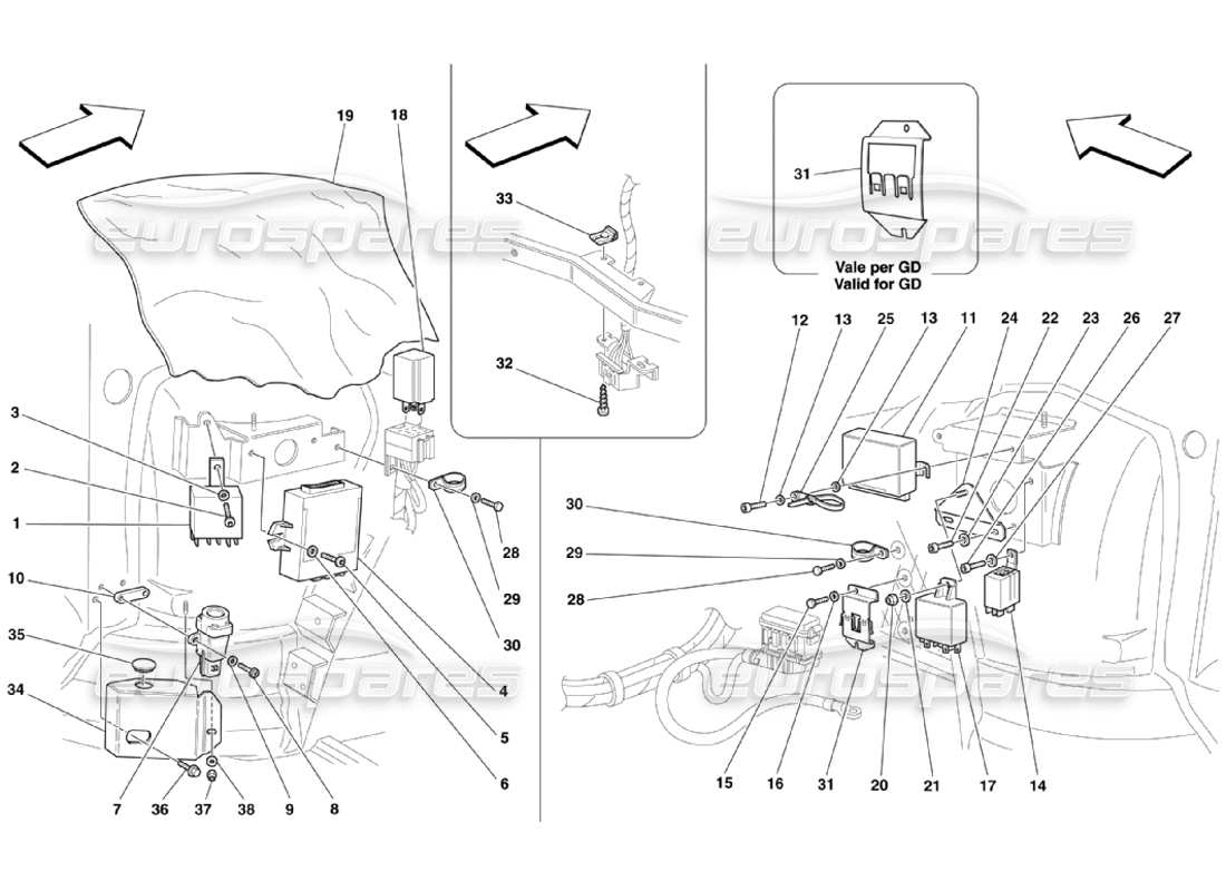 ferrari 360 challenge stradale diagrama de piezas de las estaciones de control del compartimiento de pasajeros delanteros