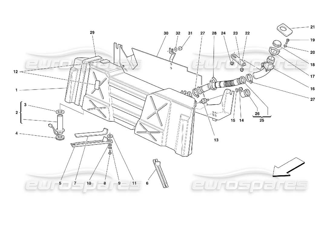ferrari 355 (2.7 motronic) depósito de combustible diagrama de piezas