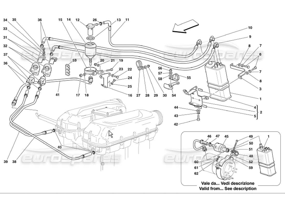 ferrari 360 modena dispositivo antievaporación diagrama de piezas