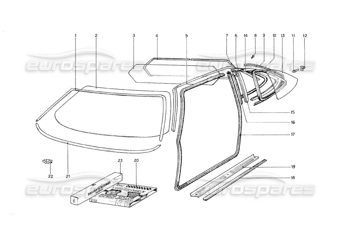 ferrari 308 gt4 dino (1979) diagrama de piezas de gafas