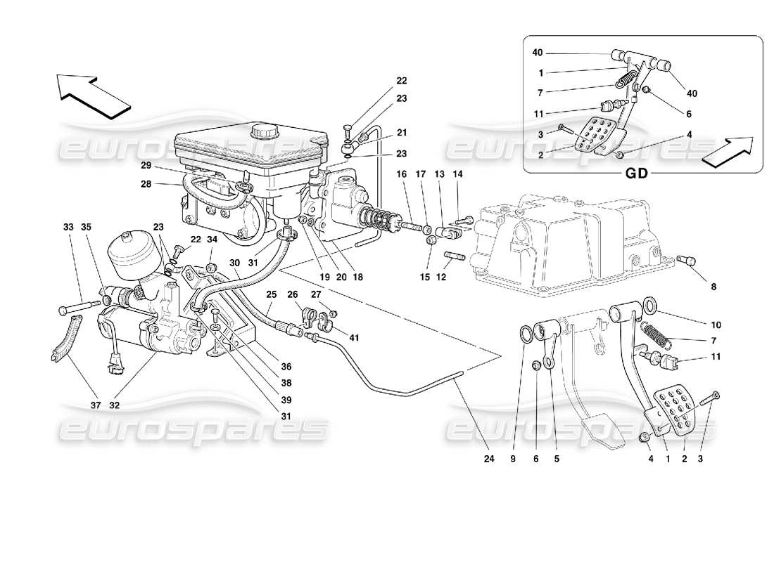 ferrari 355 (2.7 motronic) diagrama de piezas del sistema hidráulico de frenos