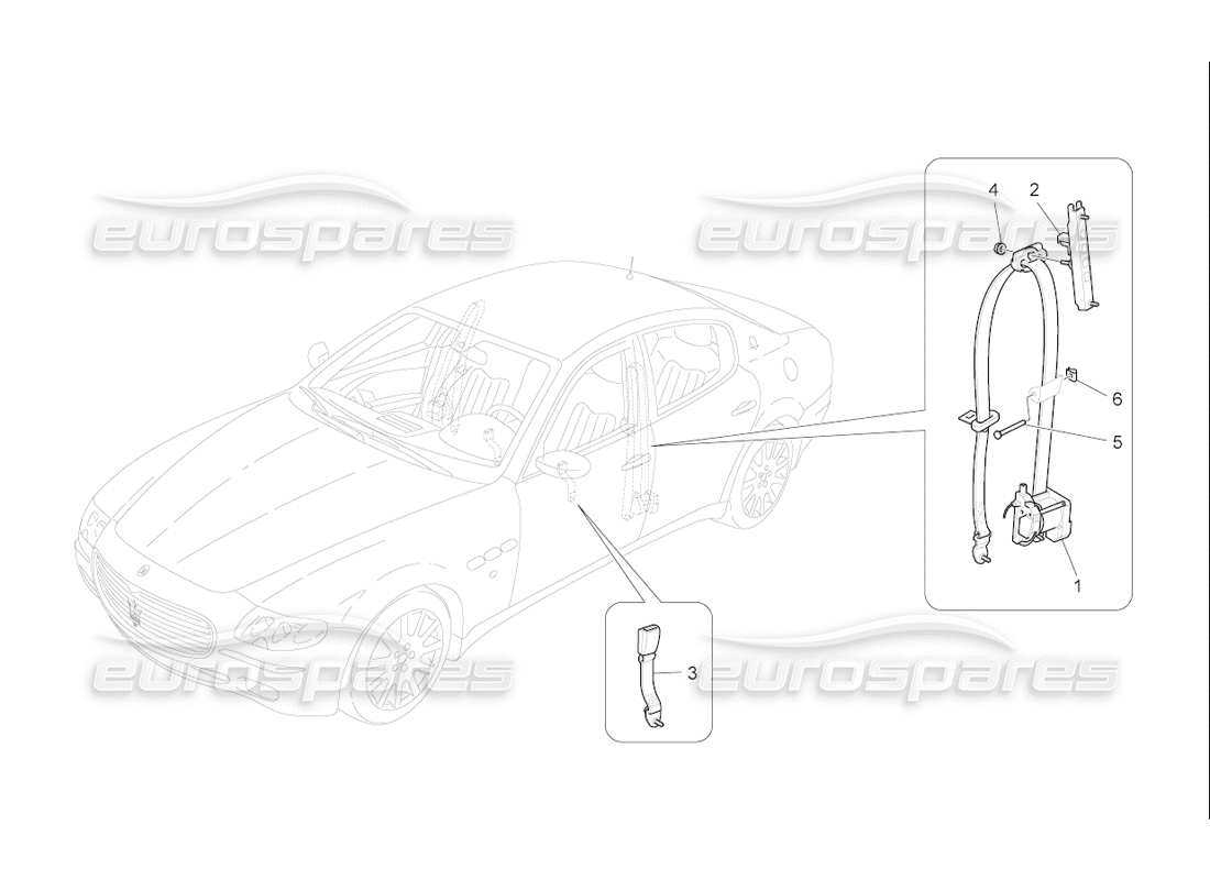 maserati qtp. (2006) 4.2 f1 diagrama de piezas de los cinturones de seguridad delanteros