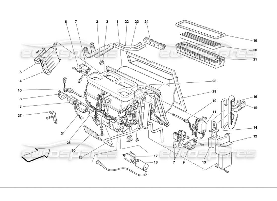 ferrari 360 modena unidad evaporadora diagrama de piezas