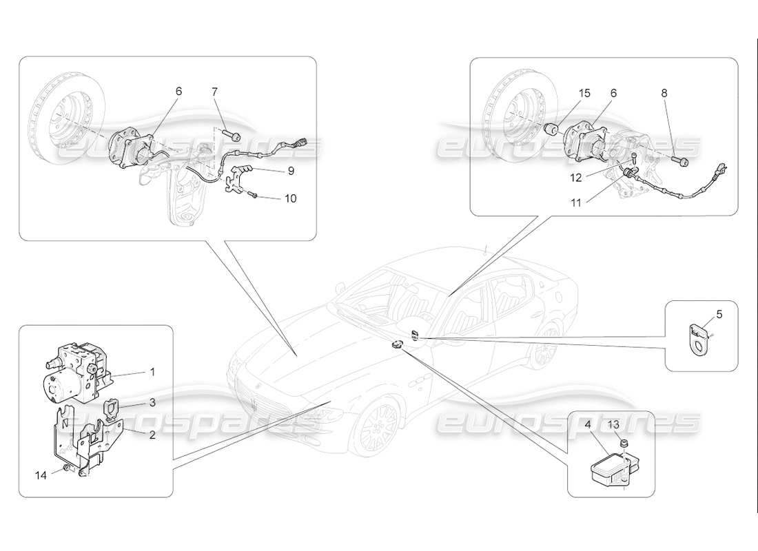 maserati qtp. (2006) 4.2 f1 diagrama de piezas de los sistemas de control de frenado