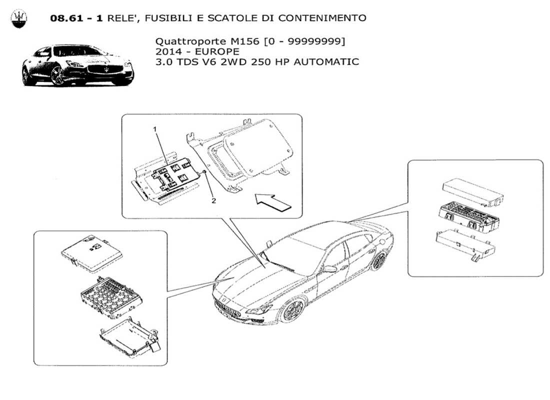 maserati qtp. v6 3.0 tds 250bhp 2014 relés. fusibles y cajas diagrama de piezas