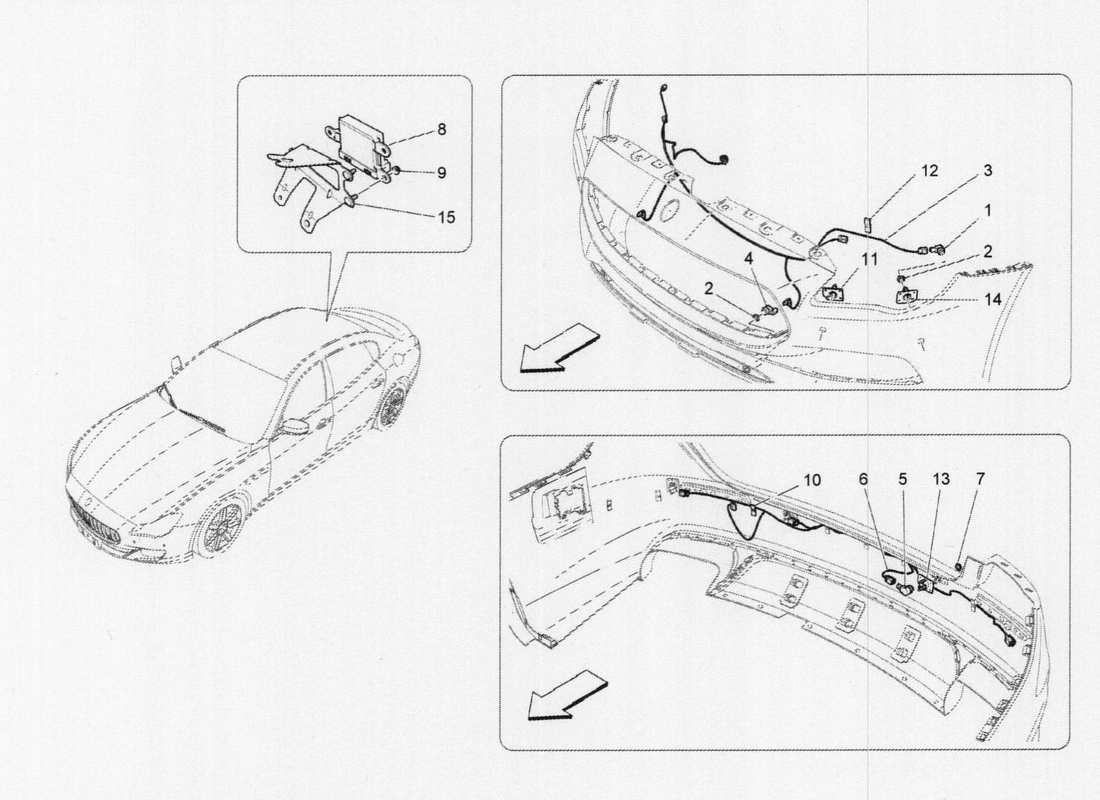 maserati qtp. v6 3.0 tds 275bhp 2017 diagrama de piezas de los sensores de estacionamiento