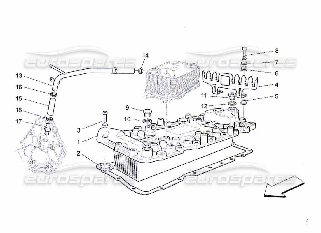 maserati qtp. (2010) 4.7 diagrama de piezas del intercambiador de calor