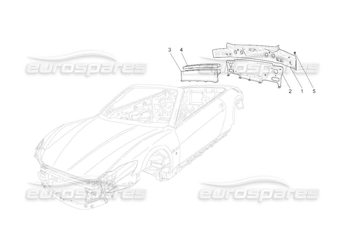 maserati grancabrio (2010) 4.7 diagrama de piezas de la carrocería y los paneles exteriores traseros