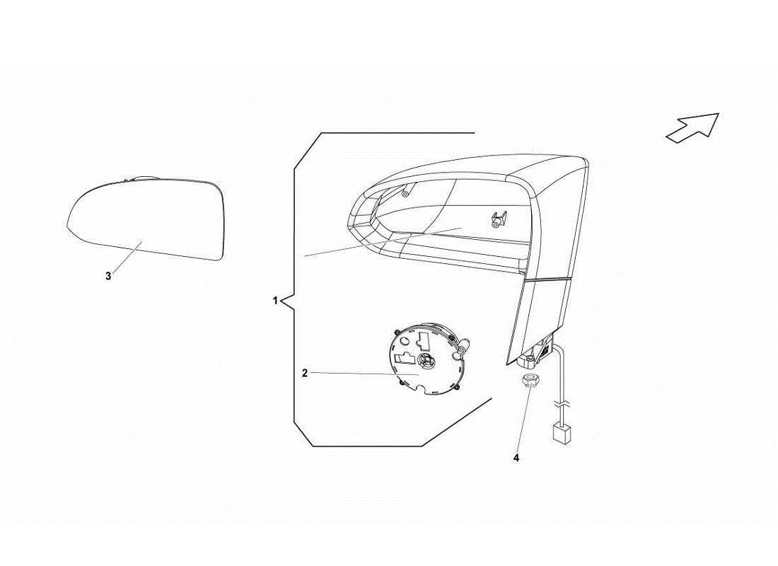 lamborghini gallardo lp570-4s perform diagrama de piezas del espejo retrovisor exterior