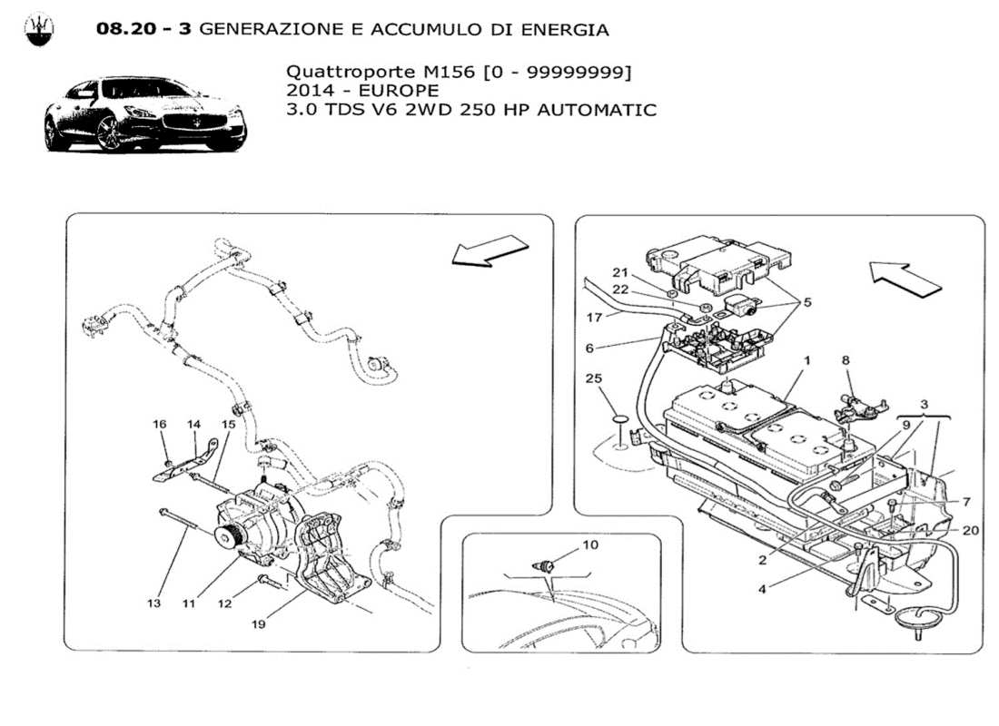 maserati qtp. v6 3.0 tds 250bhp 2014 diagrama de partes de generación y acumulación de energía