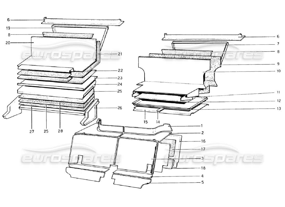 un diagrama de piezas del catálogo de piezas Ferrari 308 GTB (1976)
