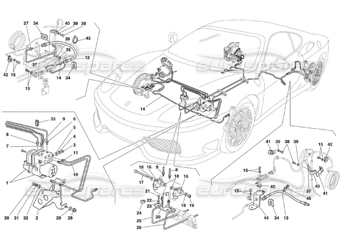 un diagrama de piezas del catálogo de piezas de Ferrari 360 Challenge Stradale