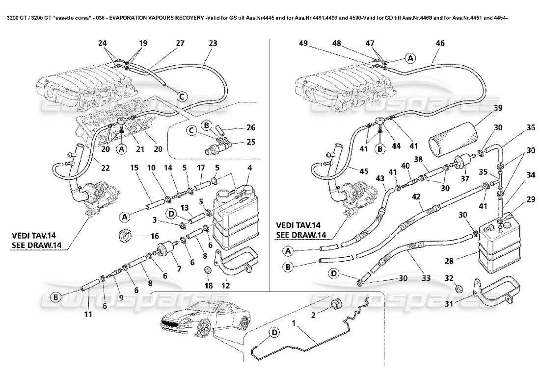 un diagrama de piezas del catálogo de piezas maserati 3200