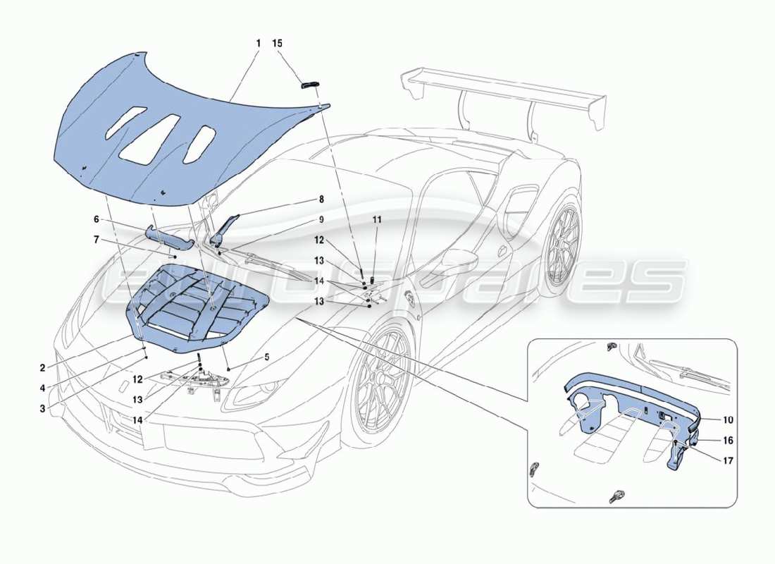 un diagrama de piezas del catálogo de piezas ferrari 488