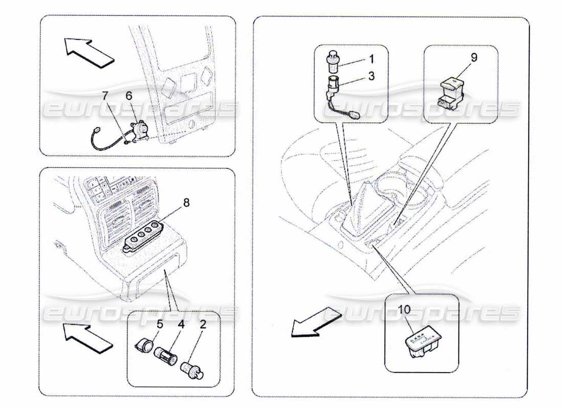un diagrama de piezas del catálogo de piezas maserati qtp. (2010) 4.7