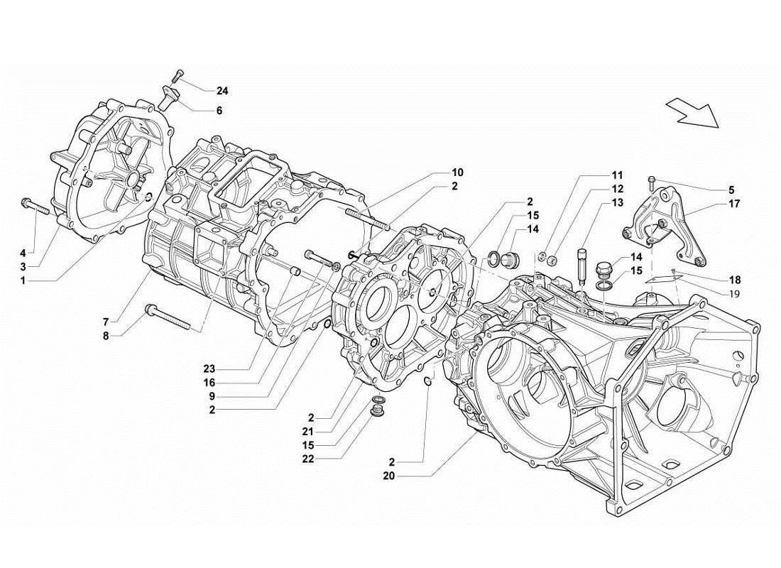 un diagrama de piezas del catálogo de piezas Lamborghini Gallardo LP570-4s Perform