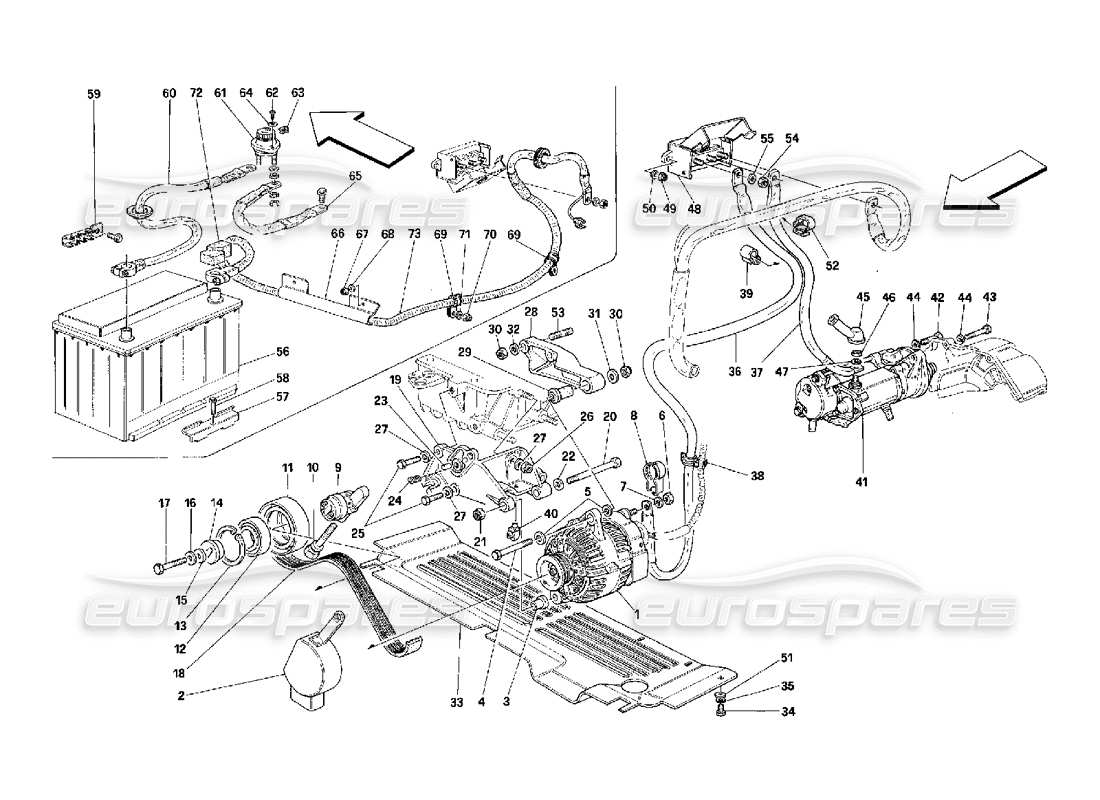 un diagrama de piezas del catálogo de piezas ferrari 348 (2.7 motronic)