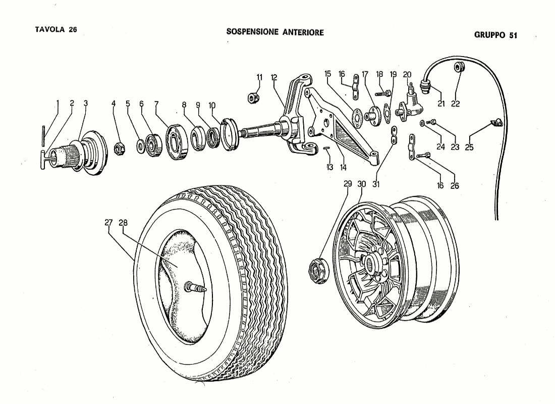 un diagrama de piezas del catálogo de piezas lamborghini jarama