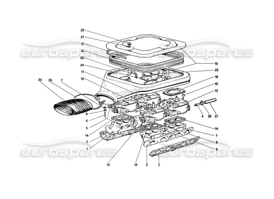 un diagrama de piezas del catálogo de piezas ferrari 308 gtb (1980)