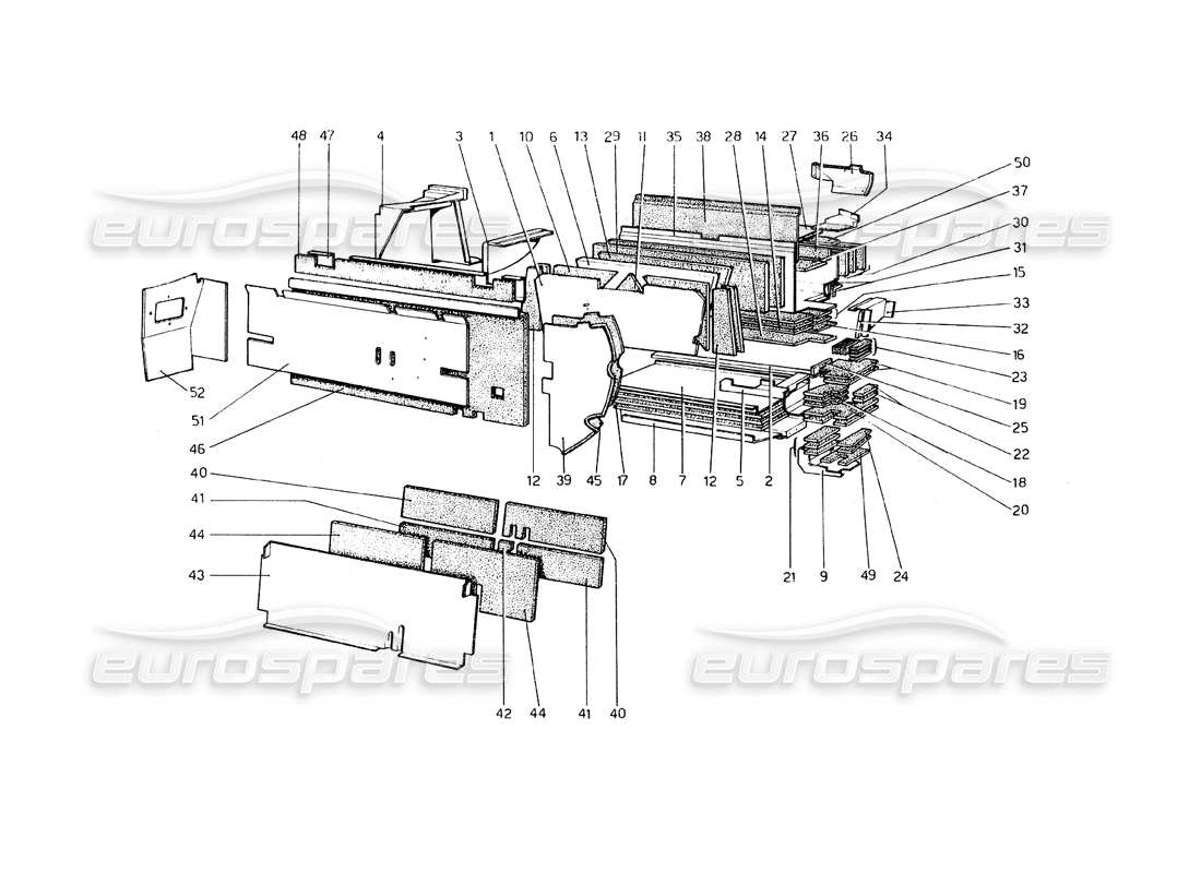 un diagrama de piezas del catálogo de piezas de Ferrari 308 GT4 Dino (1979)