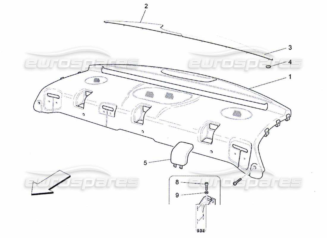un diagrama de piezas del Maserati QTP. (2010) 4.7 catálogo de piezas