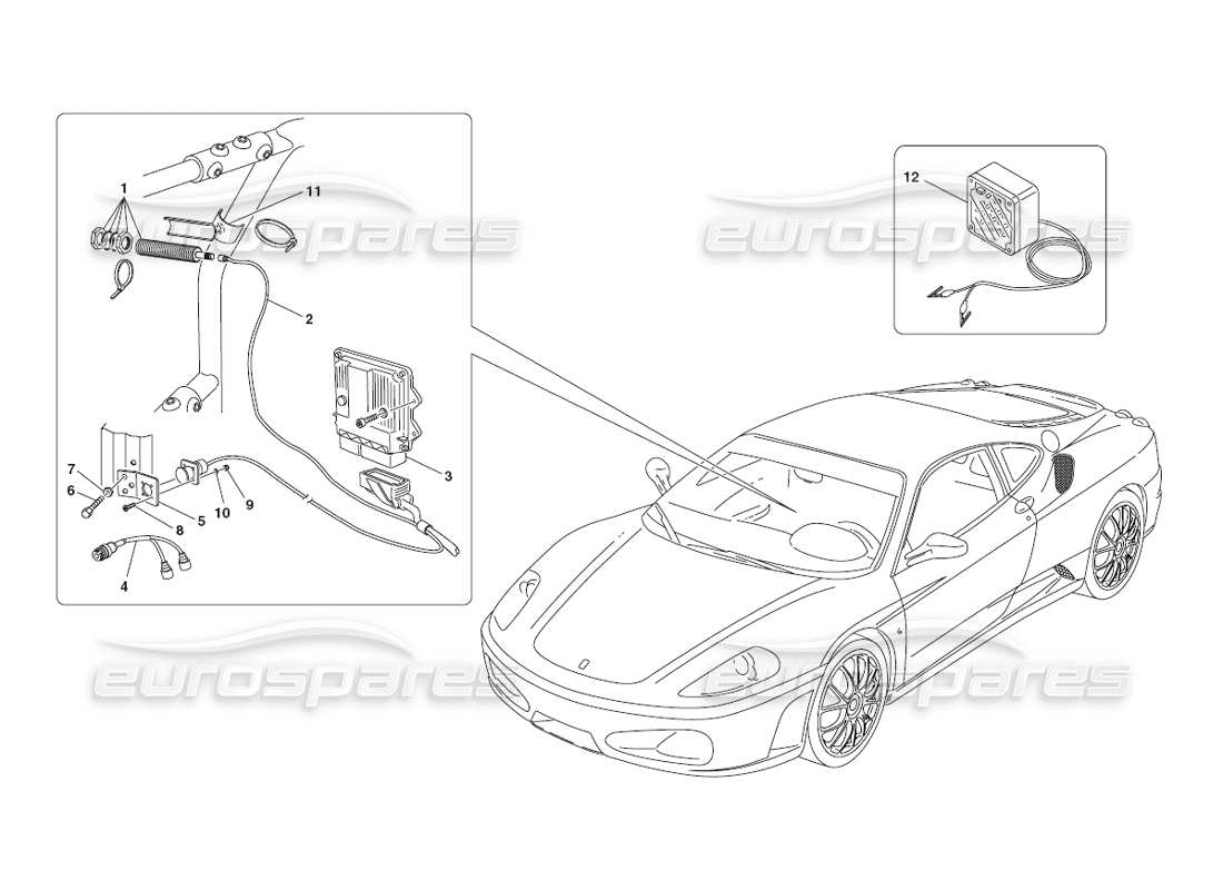 un diagrama de piezas del catálogo de piezas del Ferrari 430 Desafío (2006)