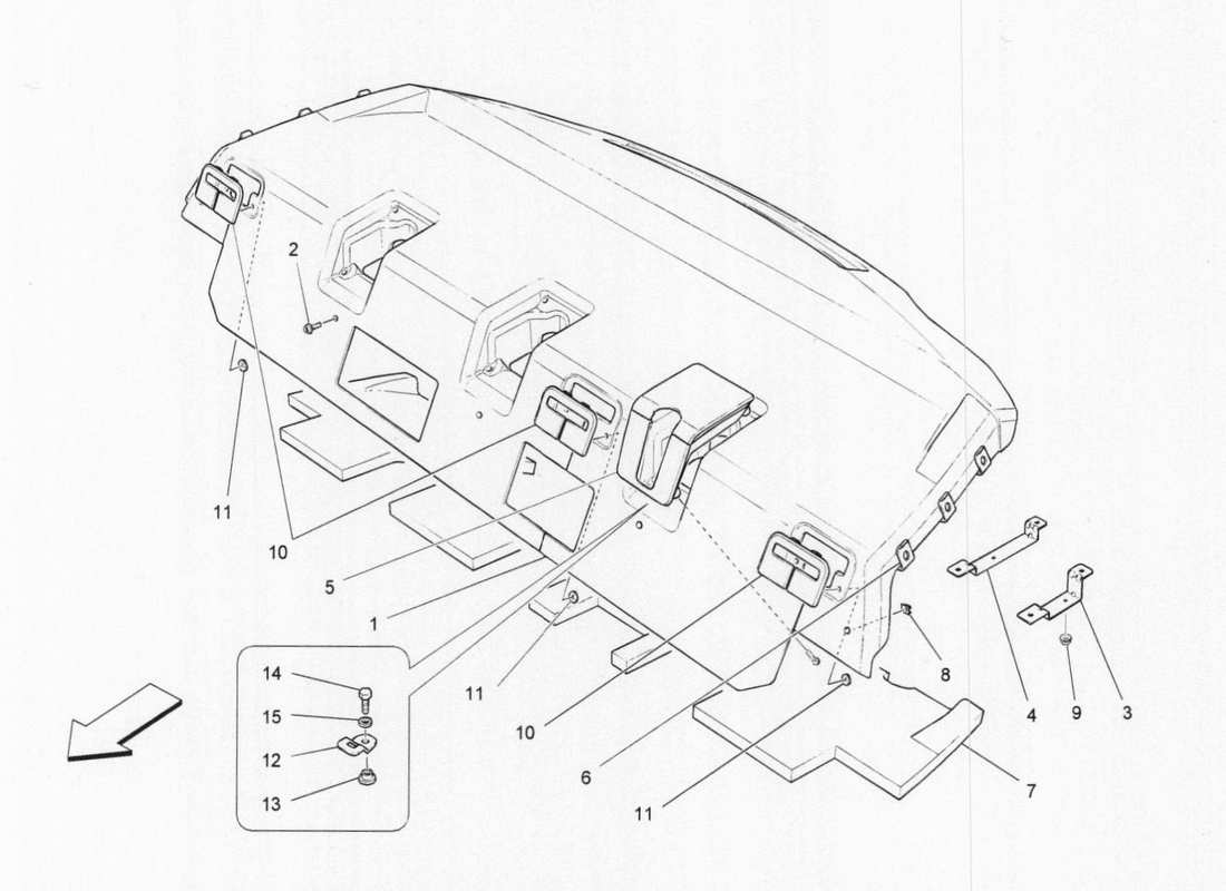 un diagrama de piezas del catálogo de piezas maserati qtp. v6 3.0 bt 410bhp 2015