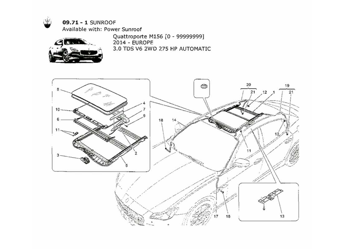un diagrama de piezas del catálogo de piezas maserati qtp. v6 3.0 tds 275bhp 2014