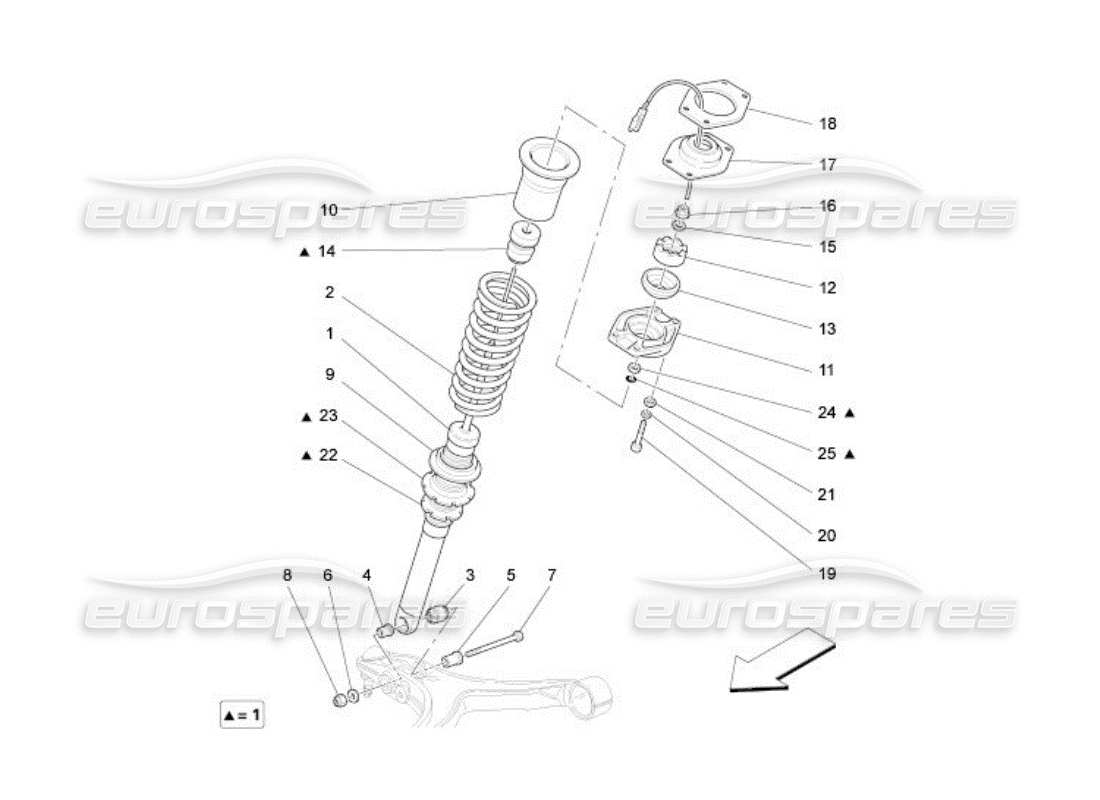 un diagrama de piezas del Maserati QTP. (2005) 4.2 catálogo de piezas