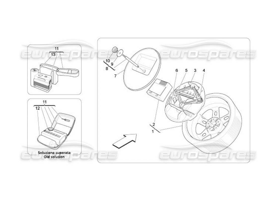 un diagrama de piezas del Maserati QTP. (2005) 4.2 catálogo de piezas