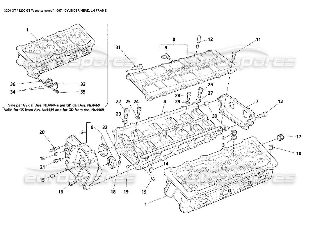 un diagrama de piezas del catálogo de piezas maserati 3200
