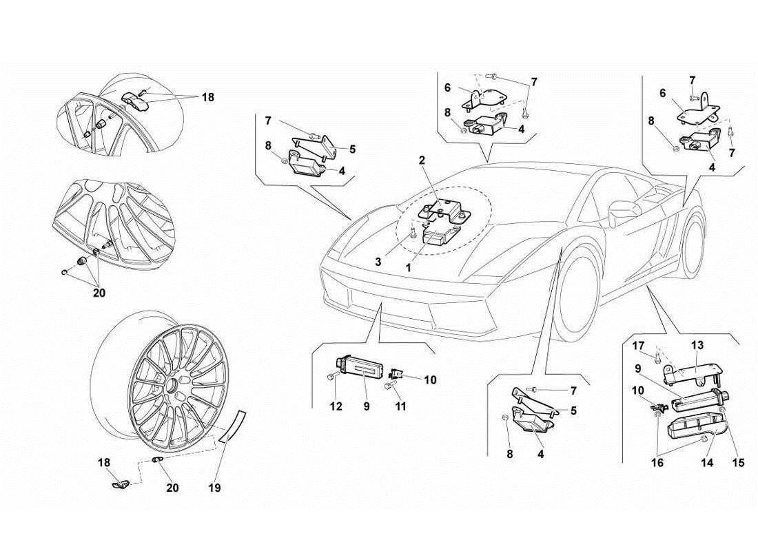 lamborghini gallardo lp570-4s perform sistema tpms diagrama de piezas