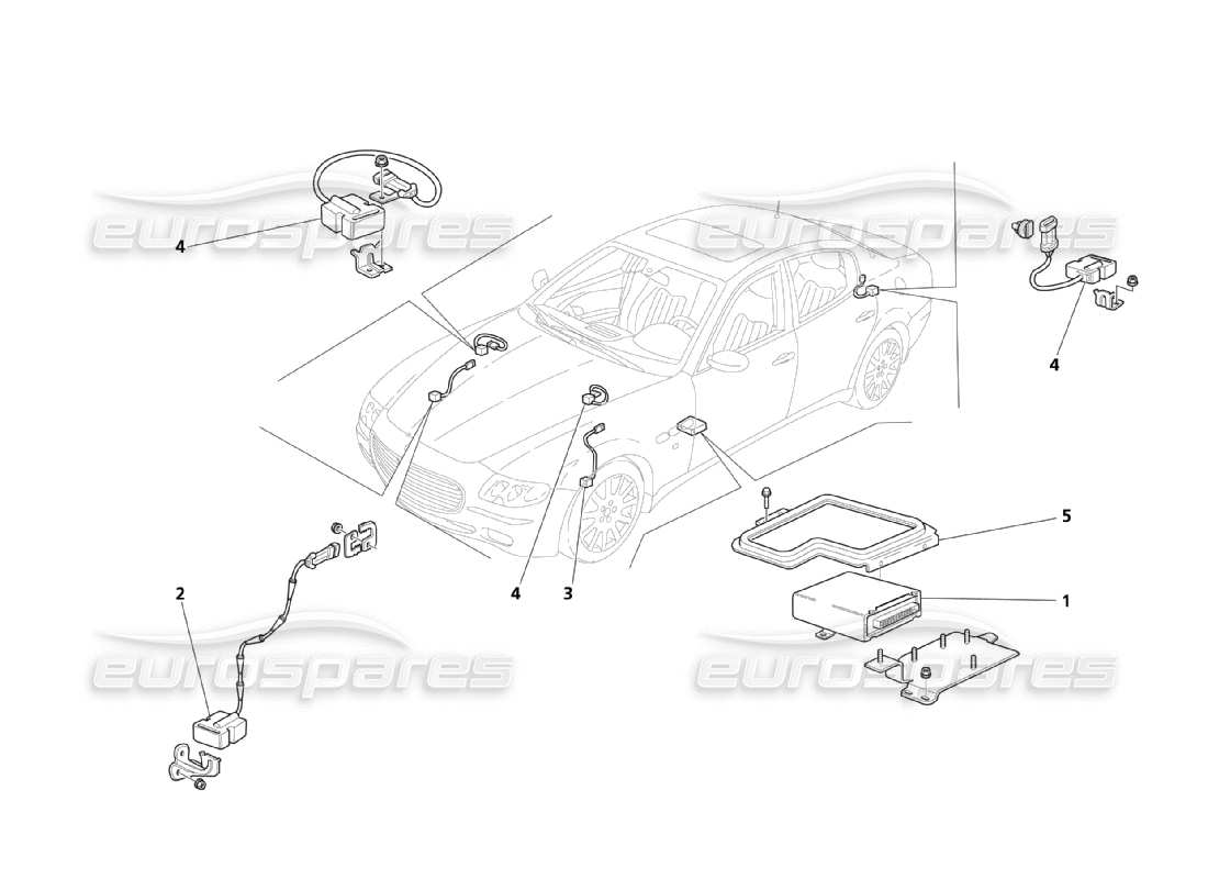 maserati qtp. (2003) 4.2 controles electrónicos (suspensiones) diagrama de piezas