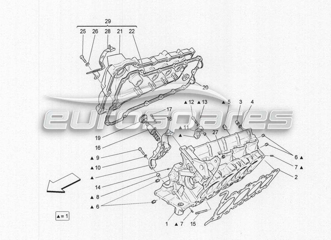 maserati grancabrio mc centenario diagrama de pieza derecha de la culata del cilindro