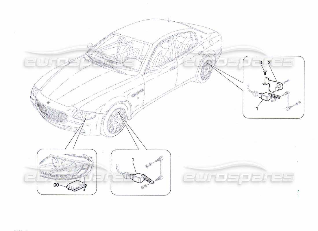 maserati qtp. (2010) 4.7 control del sistema de iluminación diagrama de piezas