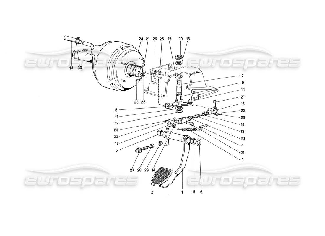 ferrari 328 (1985) diagrama de piezas del sistema hidráulico de frenos (variantes para la versión rhd)