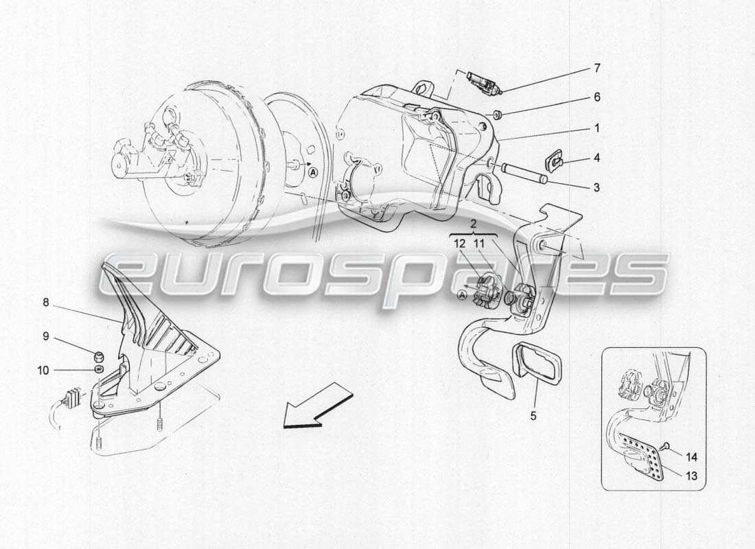 maserati grancabrio mc centenario grupo de pedales completo diagrama de piezas