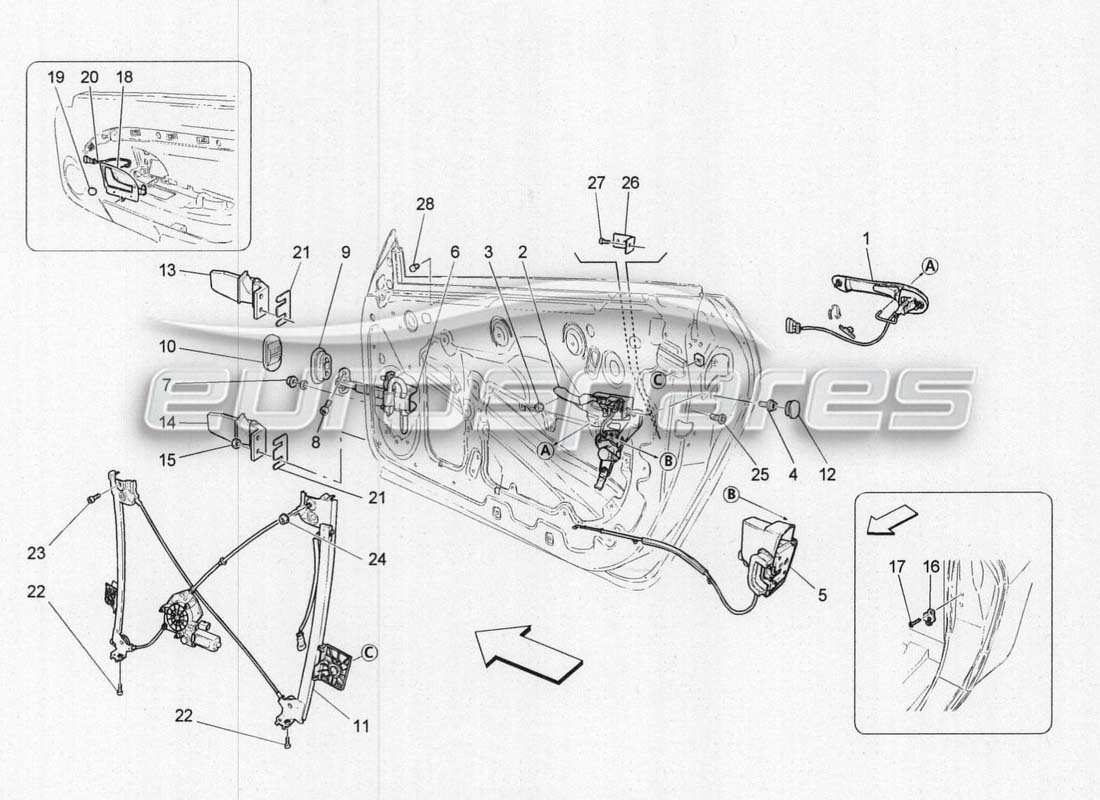 maserati grancabrio mc centenario mecanismos de puerta de entrada diagrama de piezas