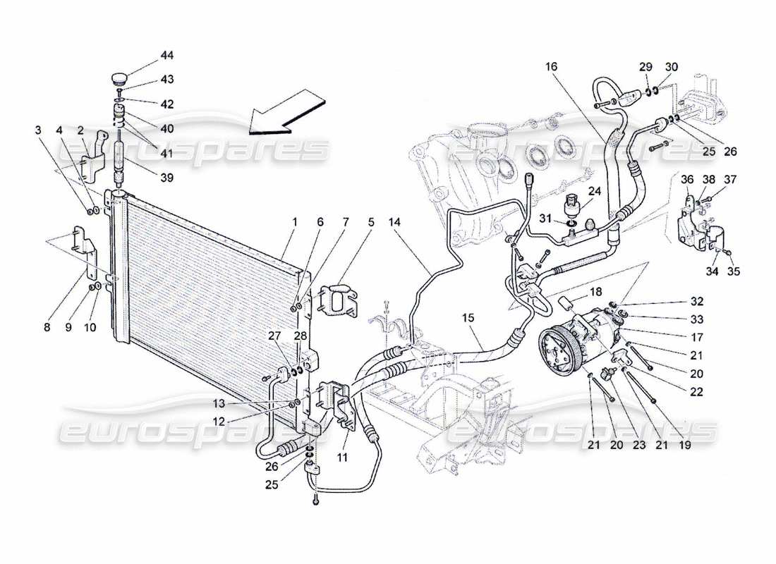 maserati qtp. (2010) 4.7 unidad a c: diagrama de piezas de los dispositivos del compartimento del motor
