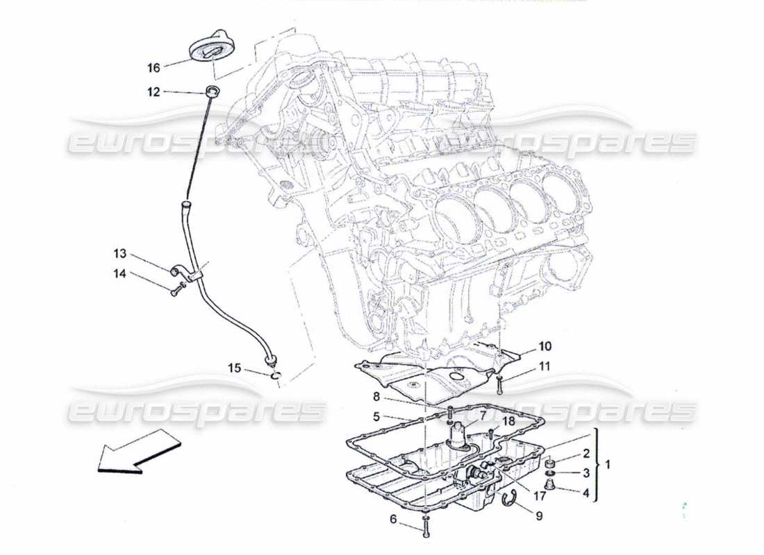 maserati qtp. (2010) 4.7 sistema de lubricación: diagrama de piezas del circuito y de la colección