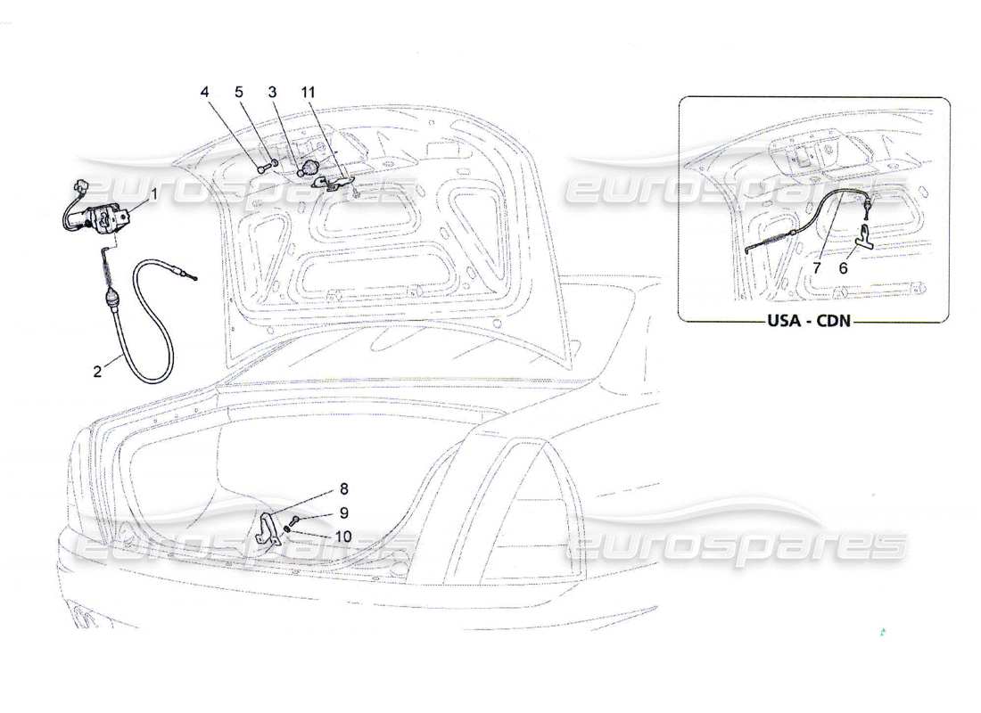 maserati qtp. (2010) 4.7 diagrama de piezas de control de apertura de la tapa trasera