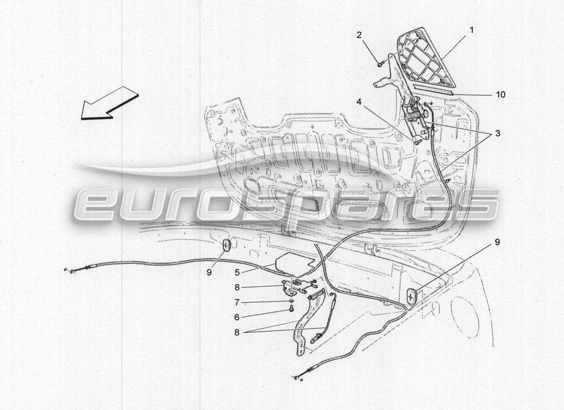 maserati grancabrio mc centenario sistema eléctrico: diagrama de piezas de las aletas